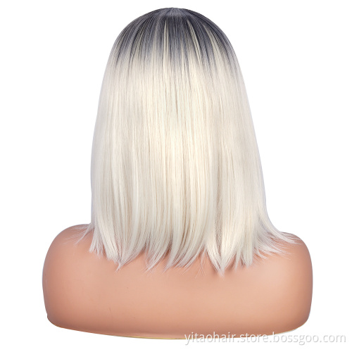 FZY Wholesale price high quality synthetic fibre  wig gold high  ombre color short bob synthetic hair wig vendor